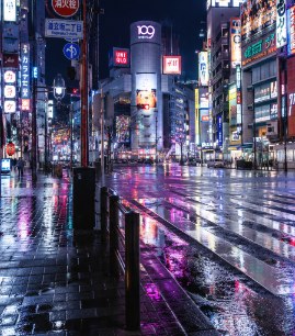 Cenário internacional para fotos de moda gerado por IA: Tóquio noturno, Tóquio, Japão