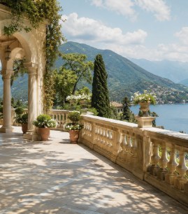 Cenário internacional para fotos de moda gerado por IA: Villa italiana, Itália