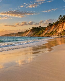 Cenário Praia da Pipa, Rio Grande do Norte, para fotos de moda praia com IA
